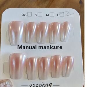 Opalescent Chrome French Ombre Coffin| Press on Nails - Handmade | Sz Large